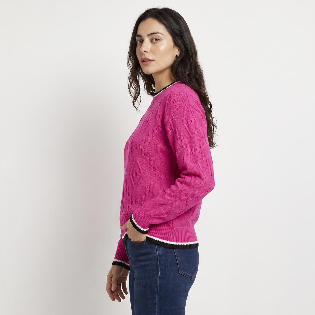 Casual Striped Contrast Knit Sweater