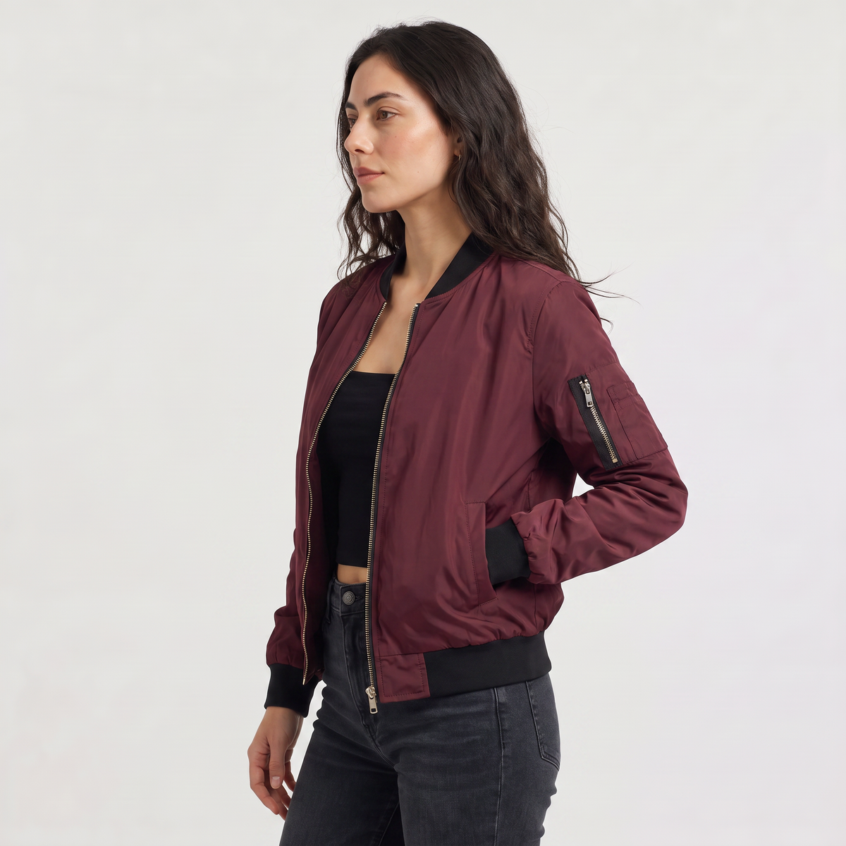 Contrast Trim Bomber Jacket
