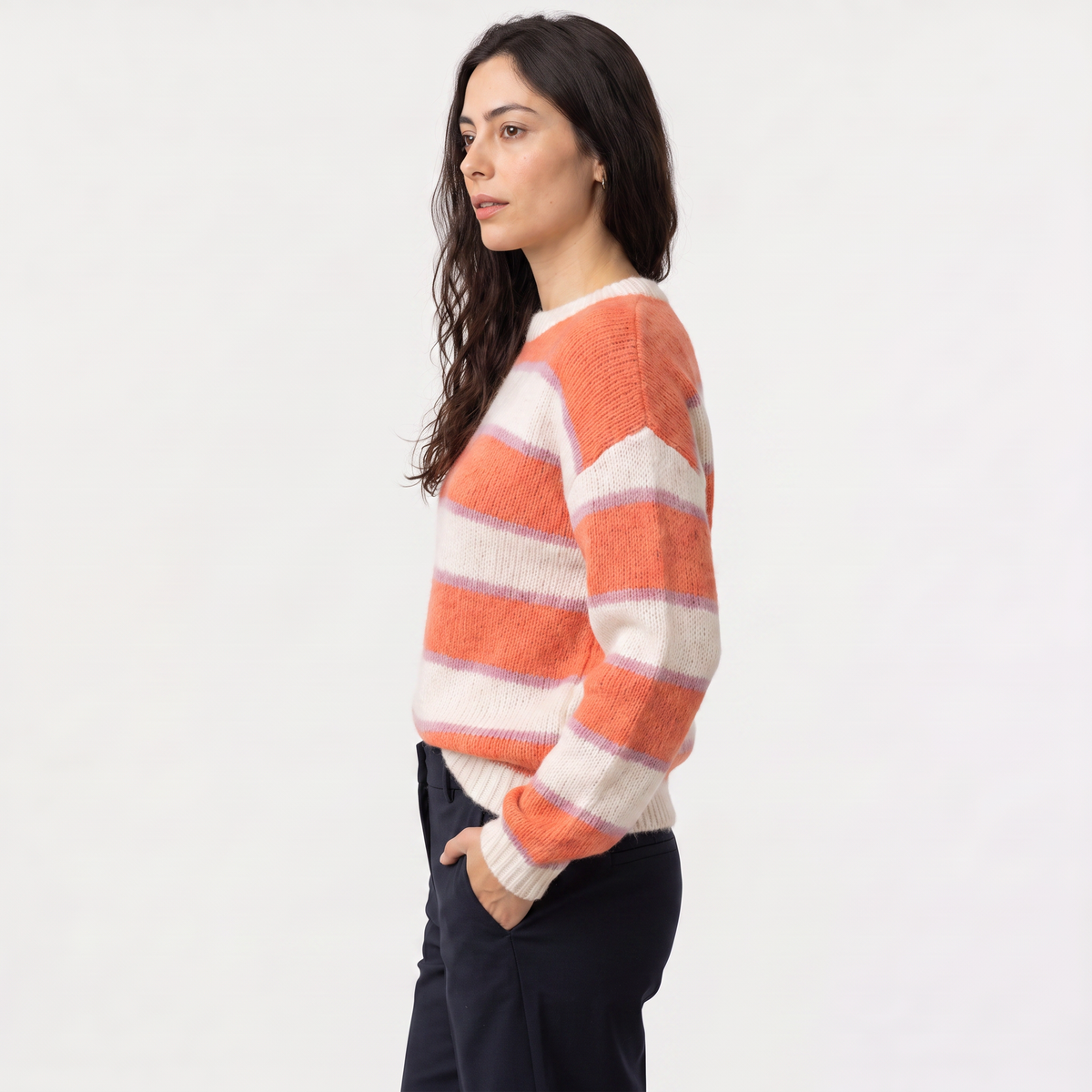Striped Knit Casual Sweater