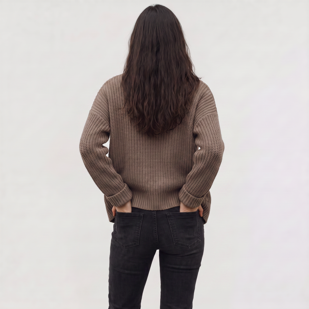 Long Open-Front Chunky Knit Cardigan