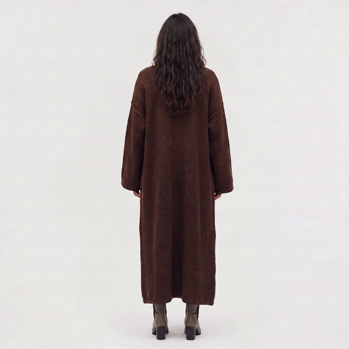 Long Line Open-Front Knit Cardigan