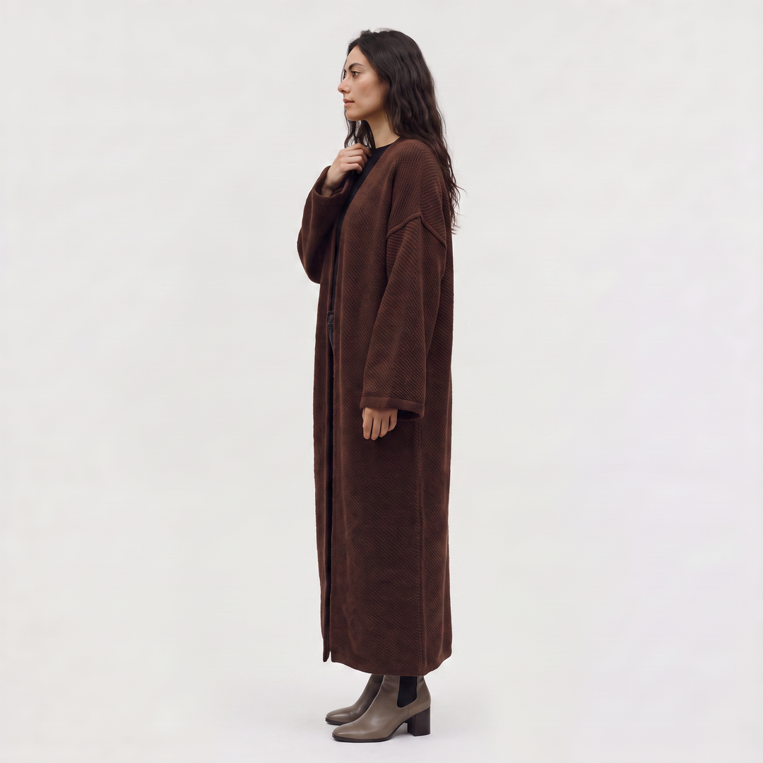 Long Line Open-Front Knit Cardigan