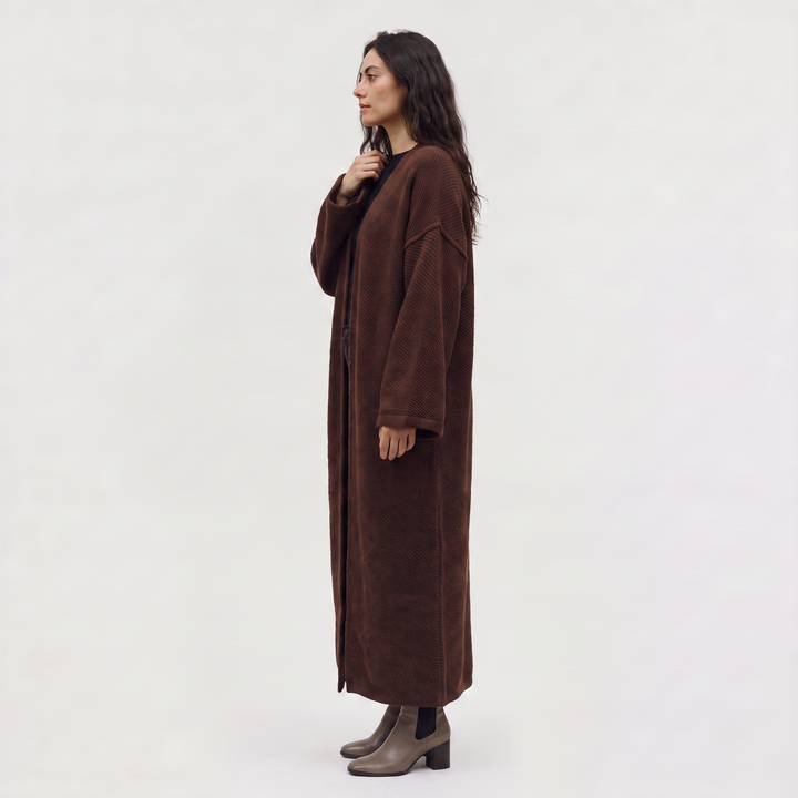 Long Line Open-Front Knit Cardigan