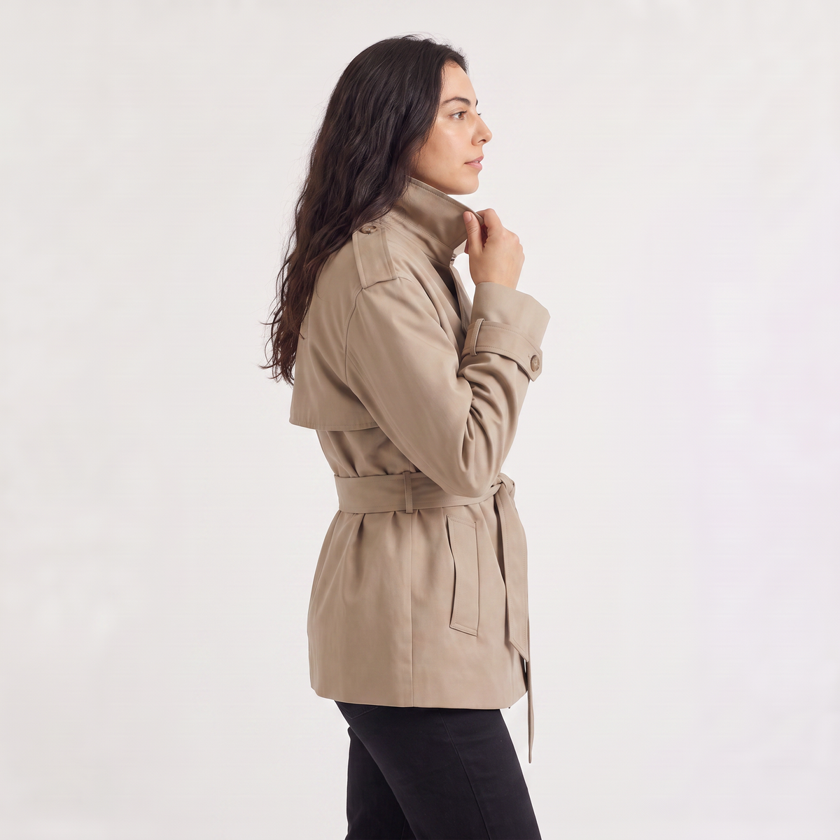 Oversized Wool Blend Short Trench Coat