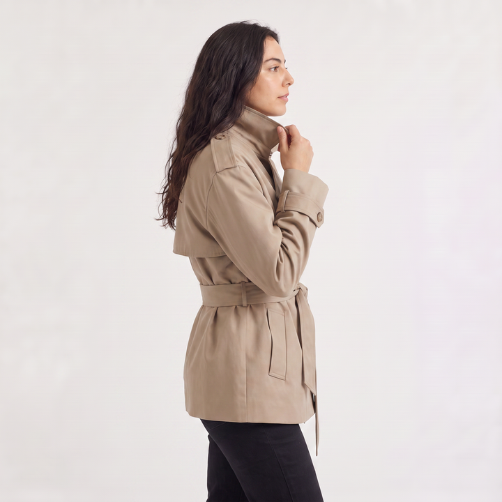 Oversized Wool Blend Short Trench Coat