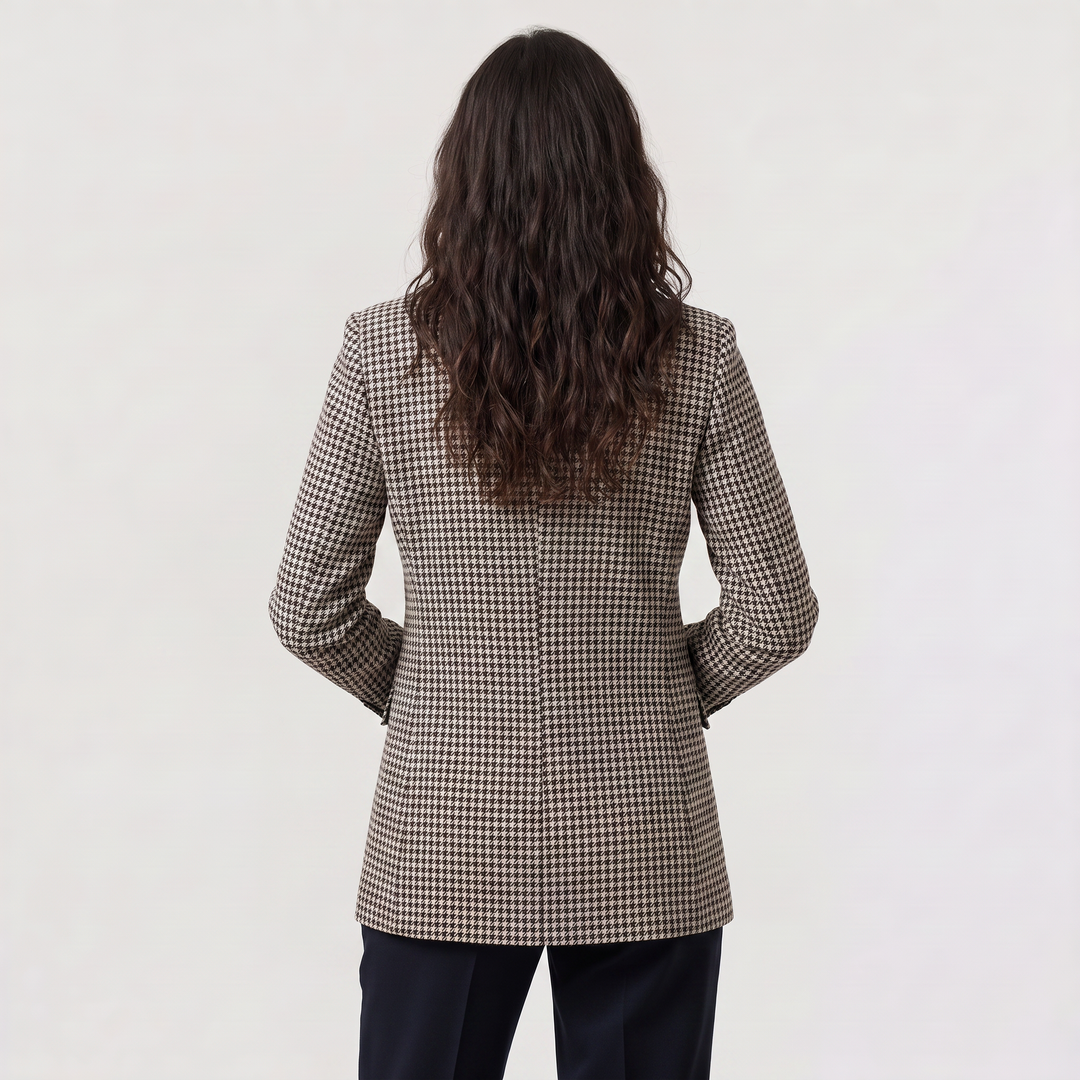 Houndstooth Double-Breasted Blazer