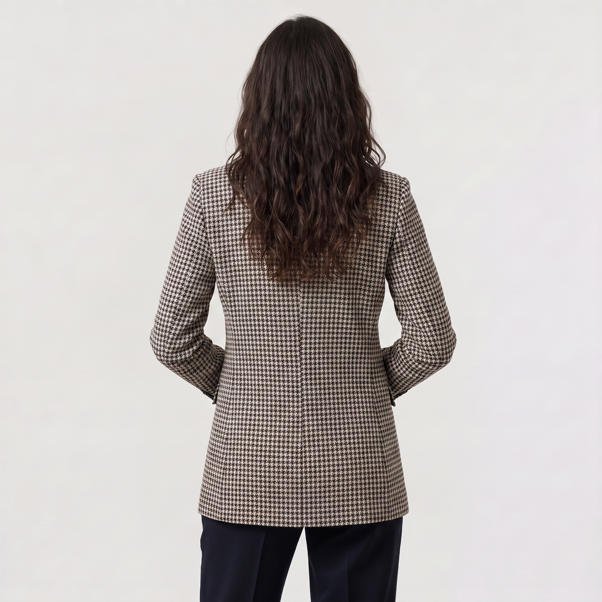 Houndstooth Double-Breasted Blazer