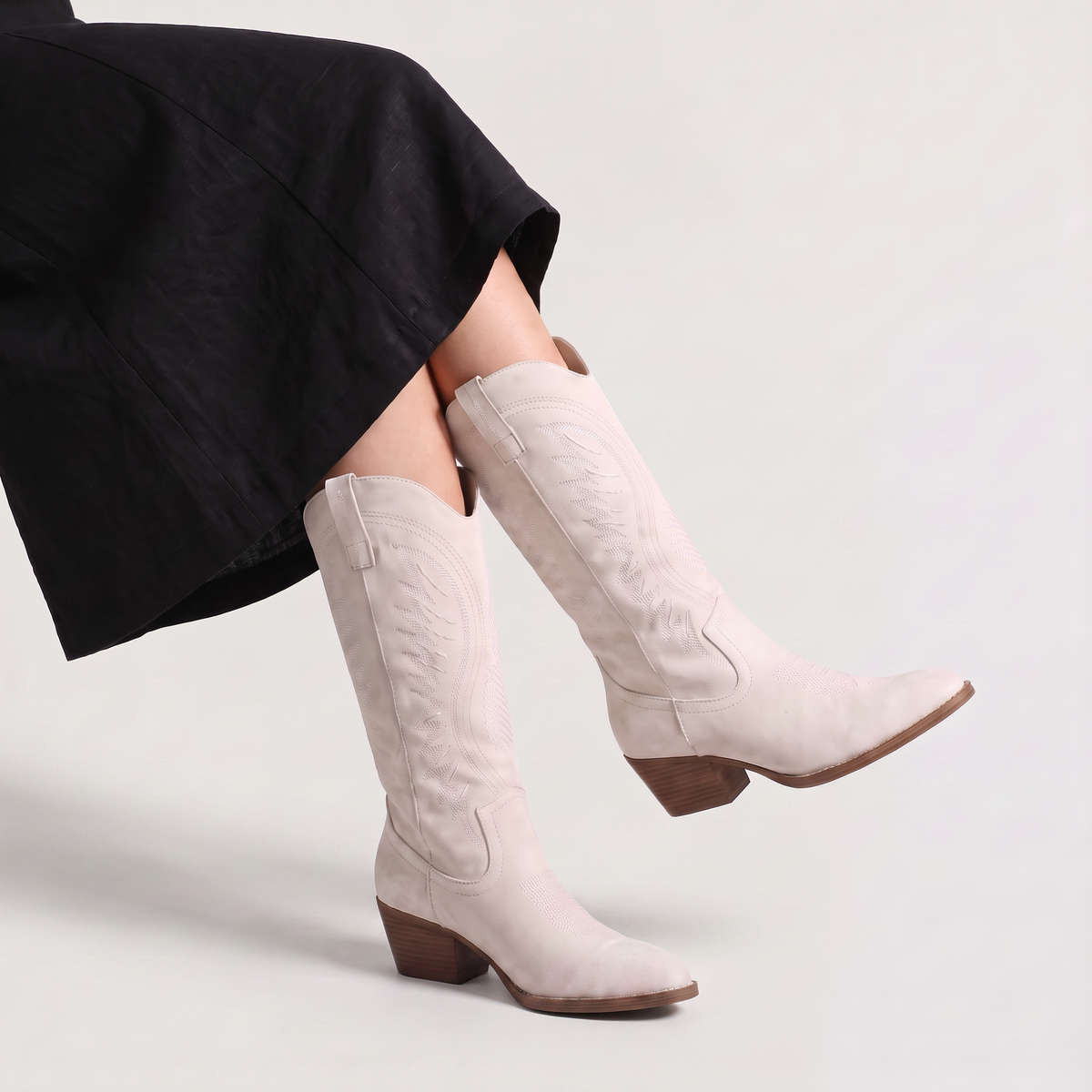 Embroidered Western Knee-High Boots