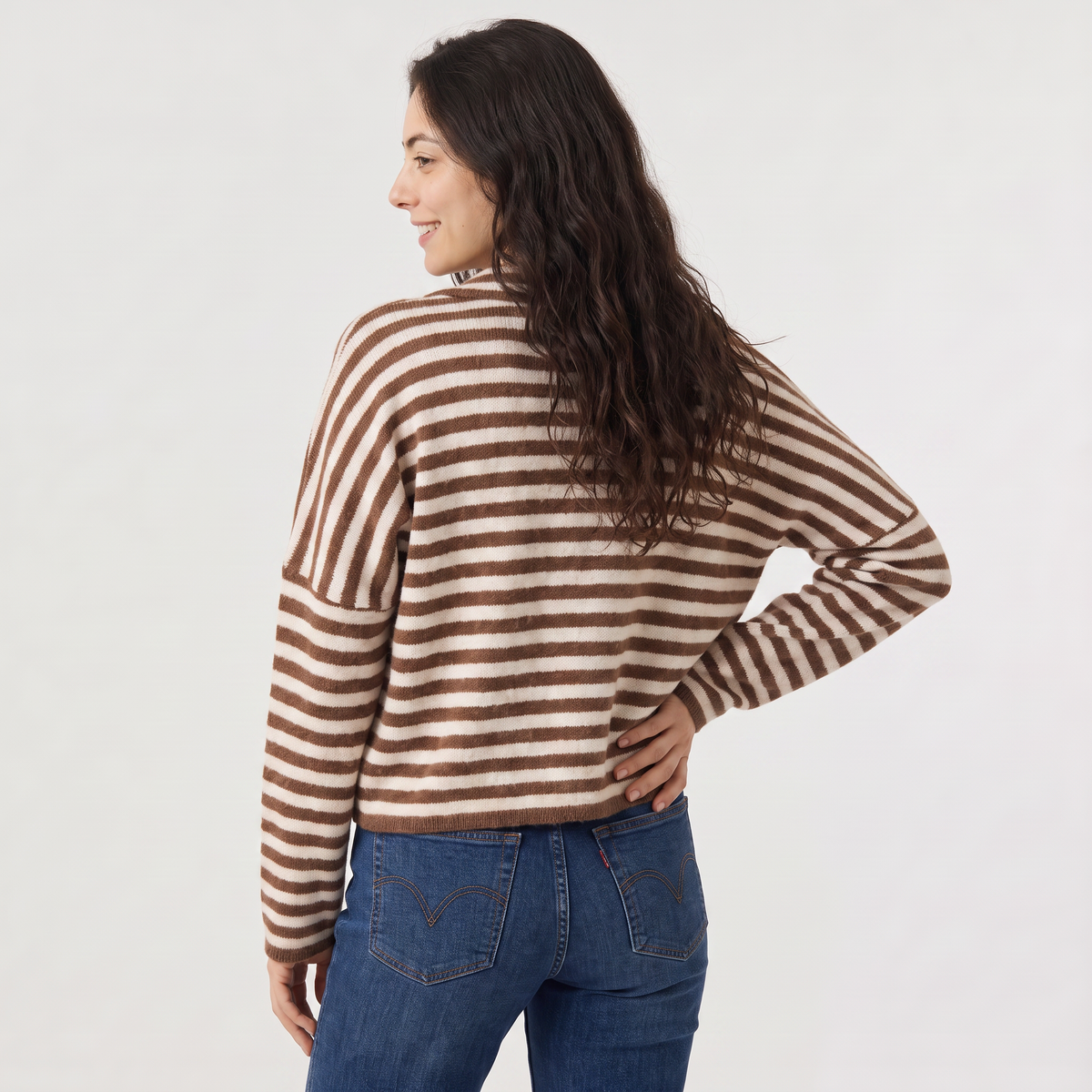 Striped Collared Knit Cardigan - Button Front
