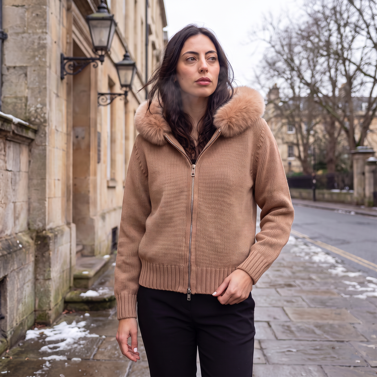 Fur Collar Cardigan Jacket