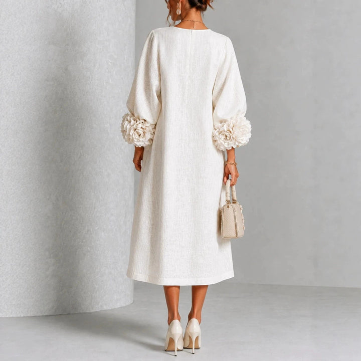 Lucia Rosette-Cuff Button Midi Dress