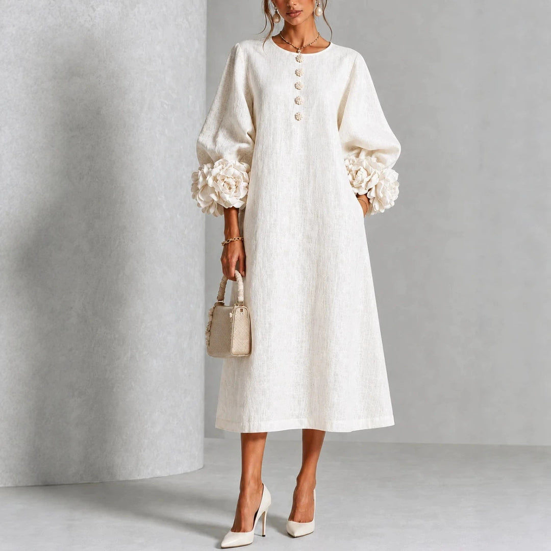 Bralow | Theodosia Rosette-Cuff Button Midi Dress