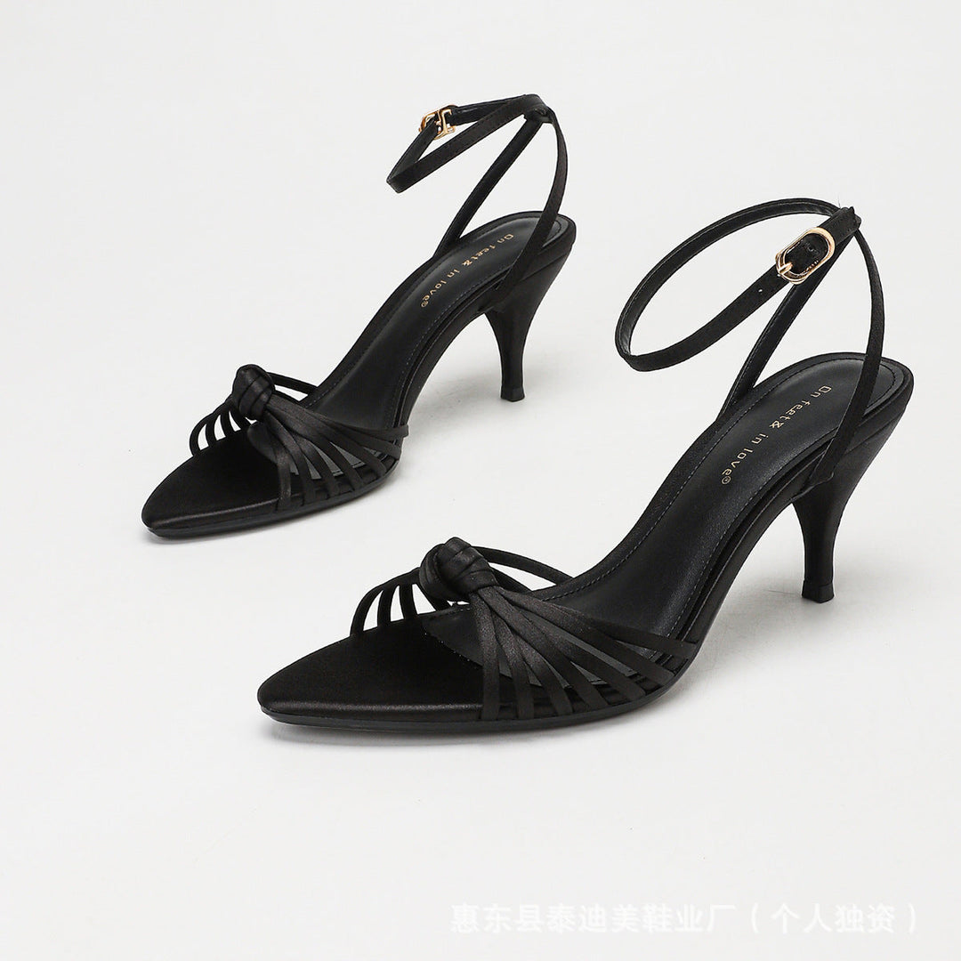 Elegant Twist-Knot Ankle Strap Stiletto Sandals
