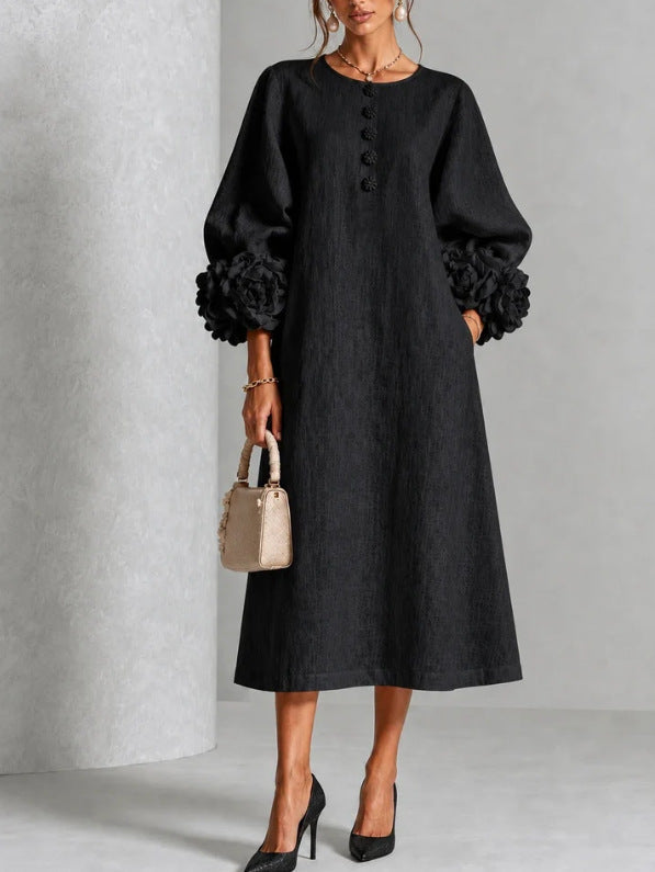 Bralow | Theodosia Rosette-Cuff Button Midi Dress