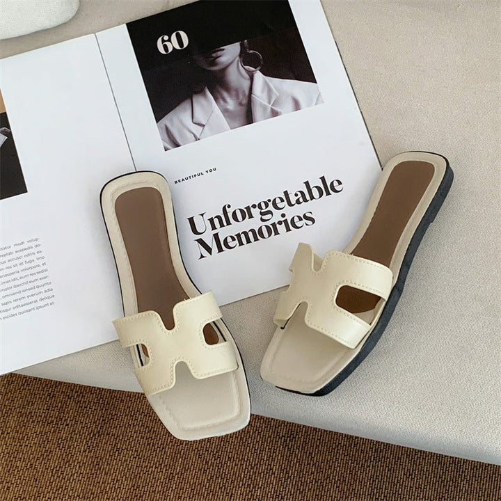 Runa Cross-Strap Flat Slippers