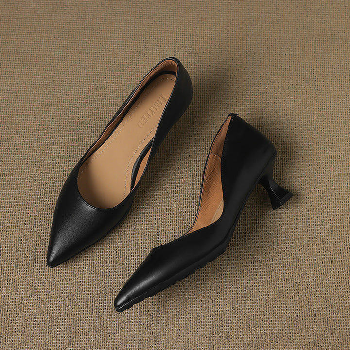 Calenne Leather Kitten Heels