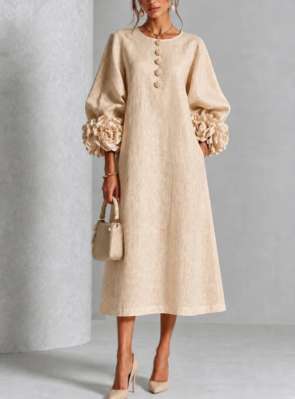 Bralow | Theodosia Rosette-Cuff Button Midi Dress