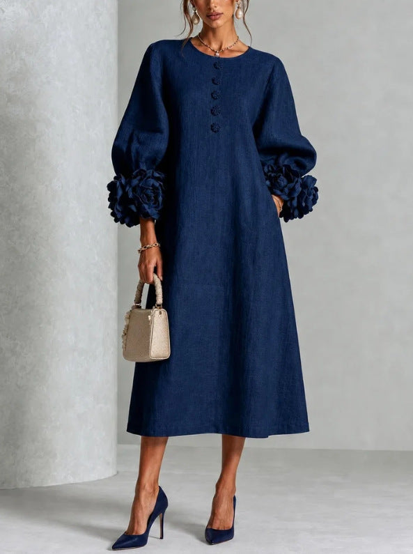 Bralow | Theodosia Rosette-Cuff Button Midi Dress