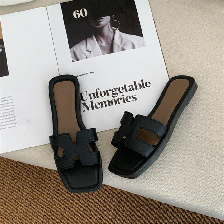 Runa Cross-Strap Flat Slippers