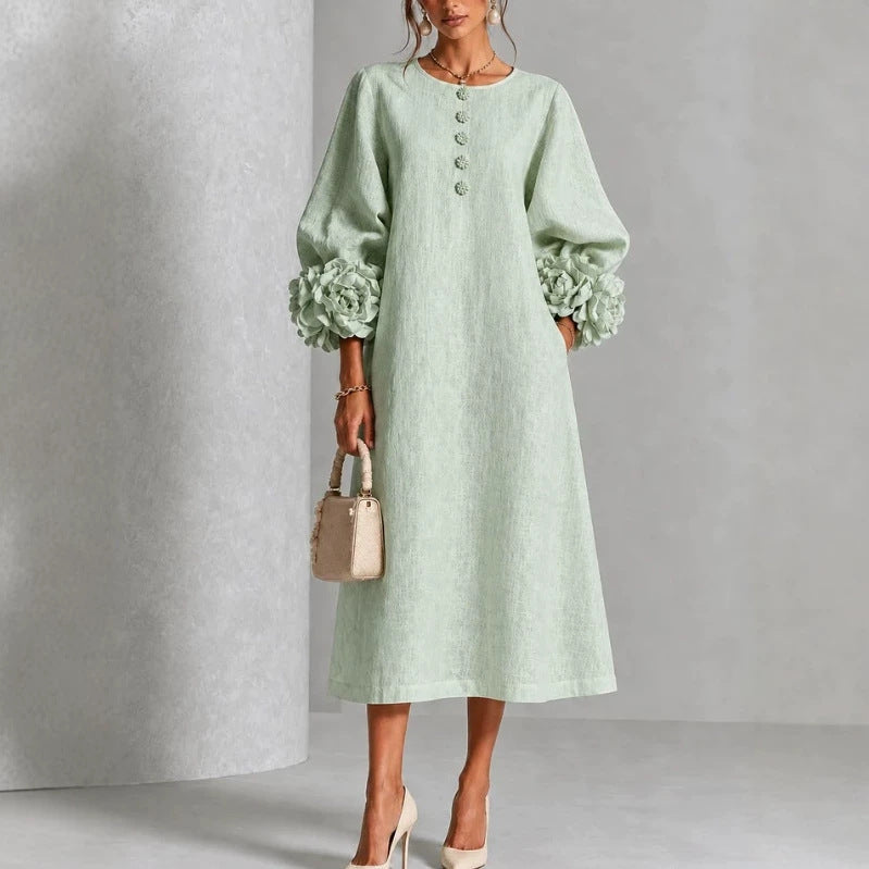 Bralow | Theodosia Rosette-Cuff Button Midi Dress