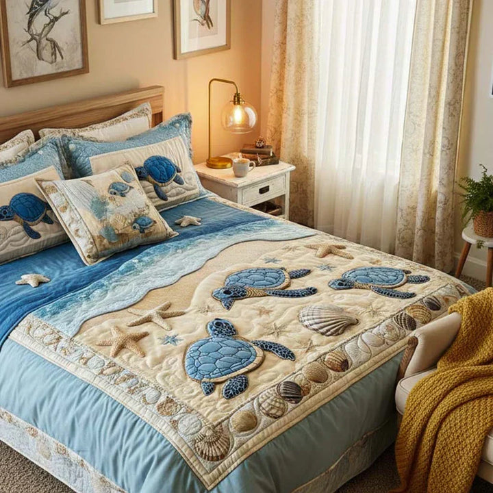 Sea Turtles 3-Piece Quilted Bedding Set