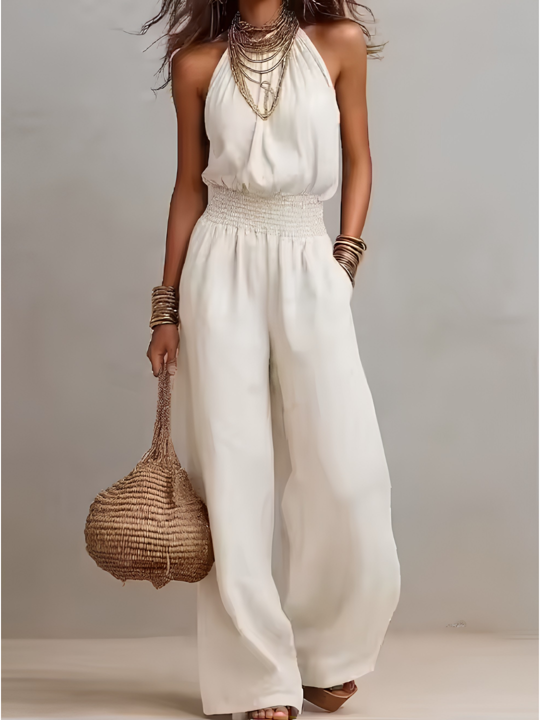 Valeria | Elegant Linen Jumpsuit with Halter Neck