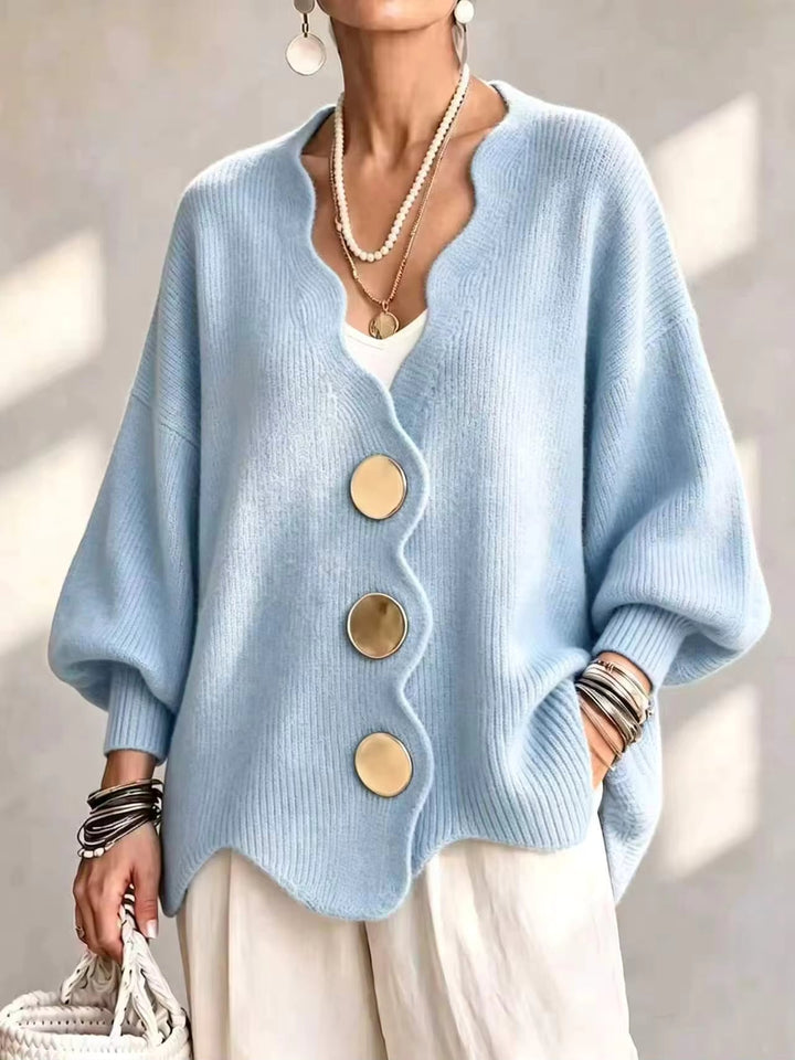 Madison Scalloped Button Knit Cardigan