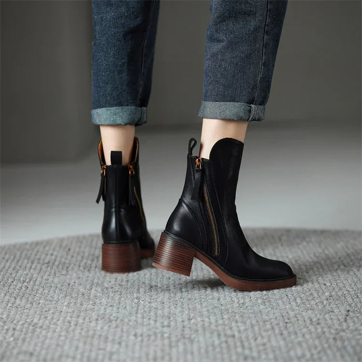 Grazia Stacked Heel Ankle Boots