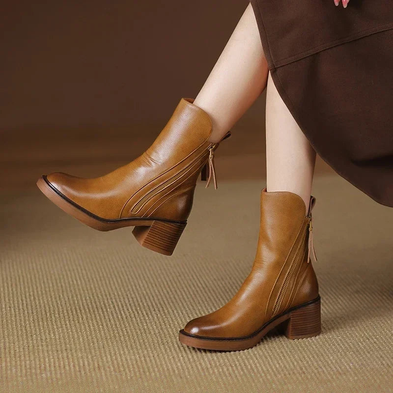 Grazia Stacked Heel Ankle Boots