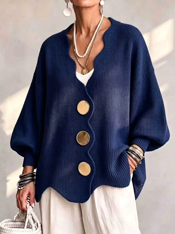 Madison Scalloped Button Knit Cardigan