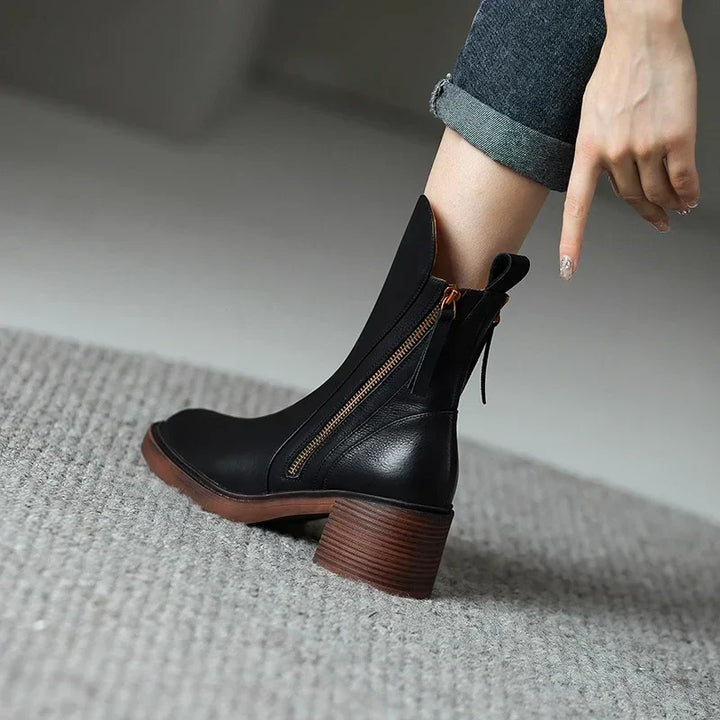 Grazia Stacked Heel Ankle Boots