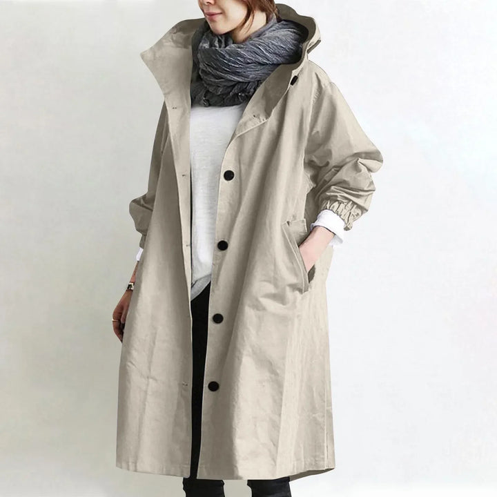 Alexandra | Long Hooded Button Front Coat