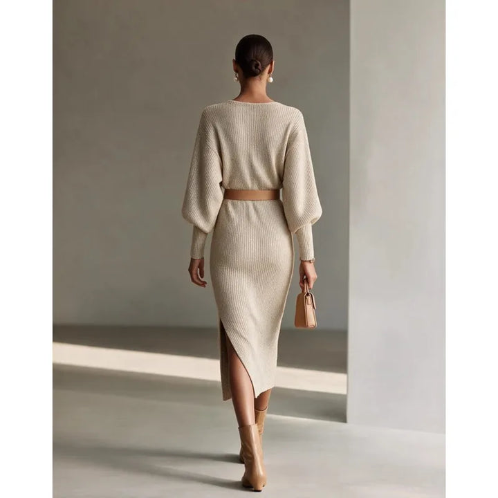 Lynn | Ribbed Knit Midi Dress