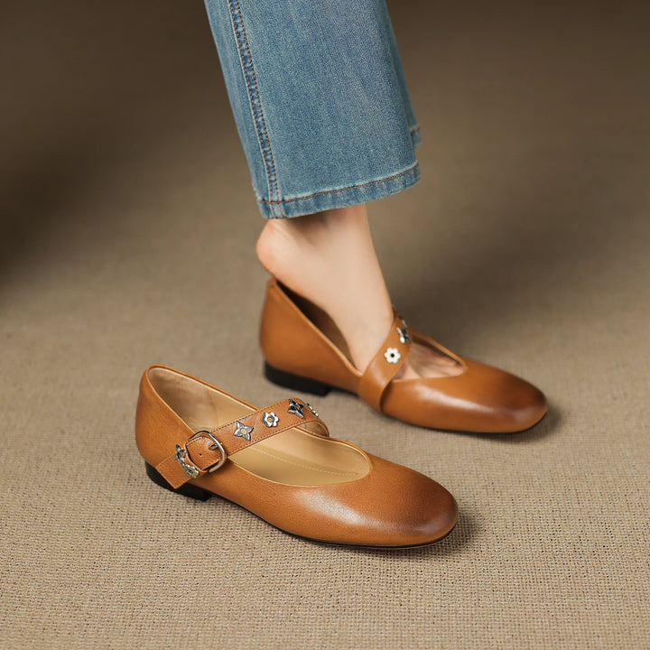 Elda Genuine Leather Flats