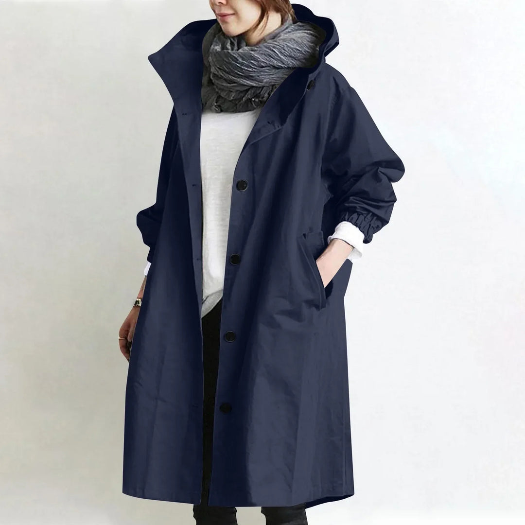 Alexandra | Long Hooded Button Front Coat