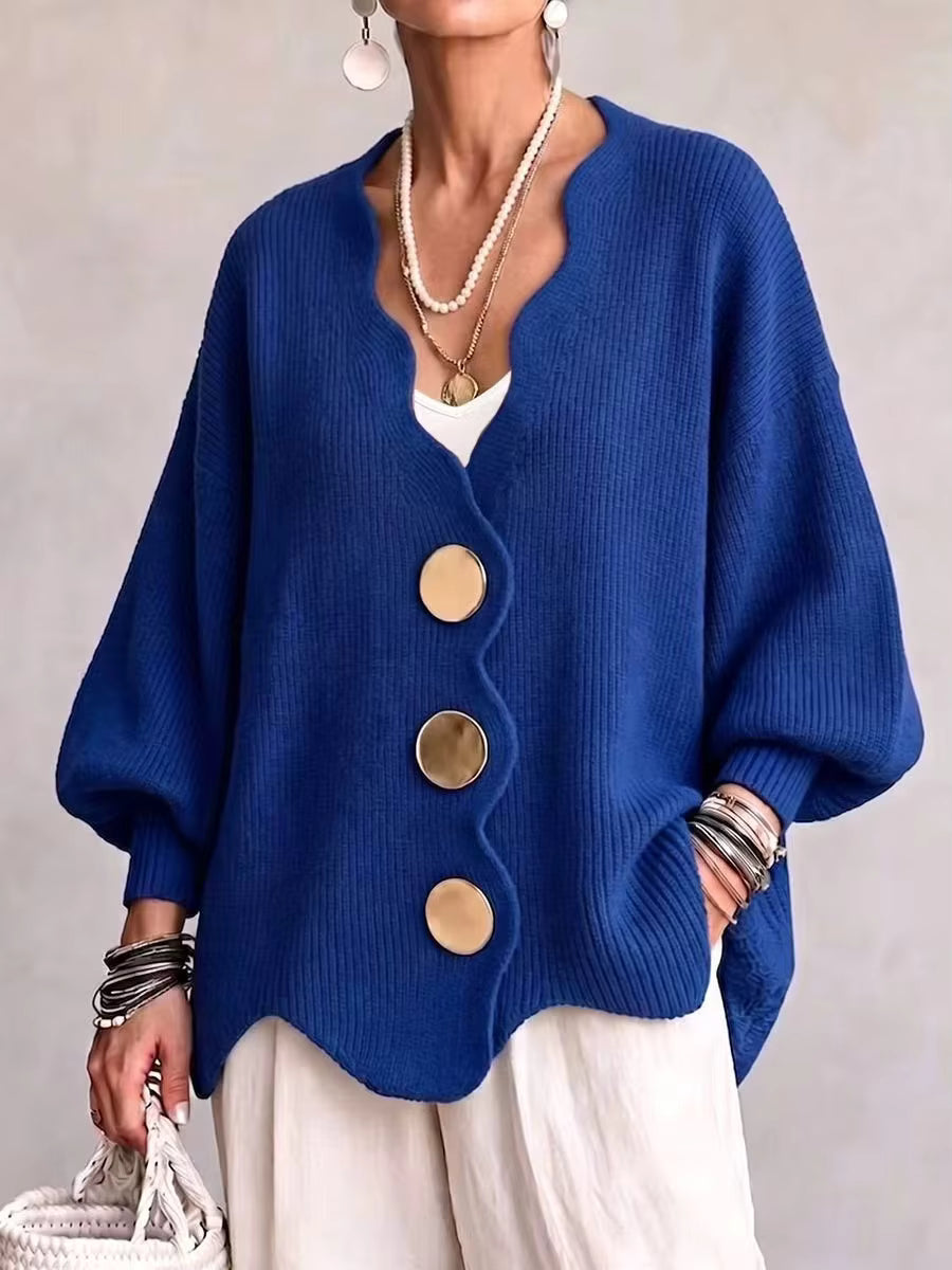 Madison Scalloped Button Knit Cardigan