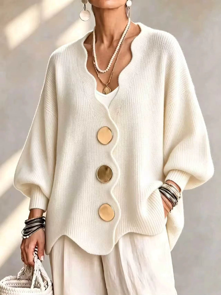Madison Scalloped Button Knit Cardigan