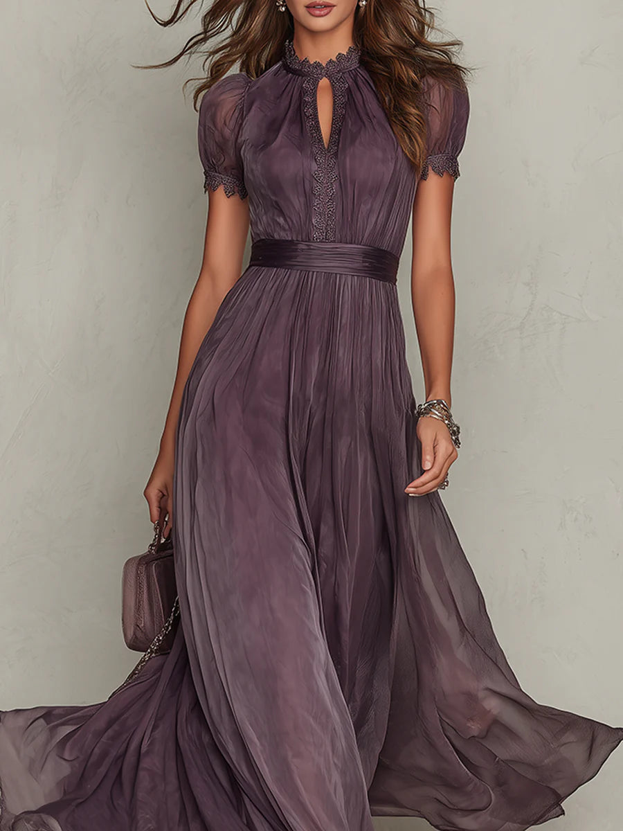 Bralow | Babette Elegant Purple Chiffon Keyhole Maxi Dress