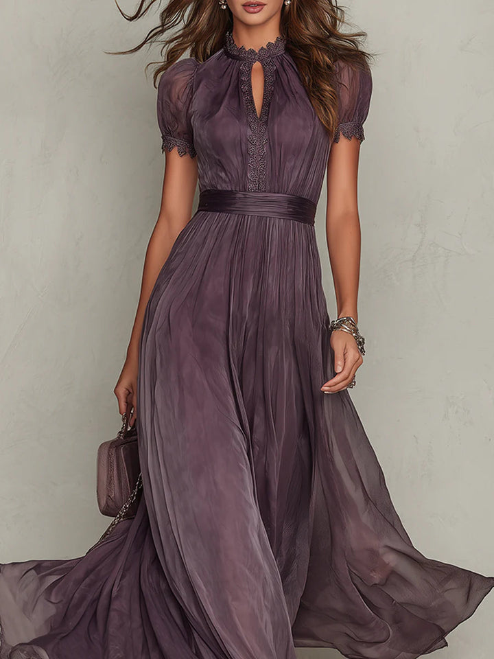 Bralow | Babette Elegant Purple Chiffon Keyhole Maxi Dress
