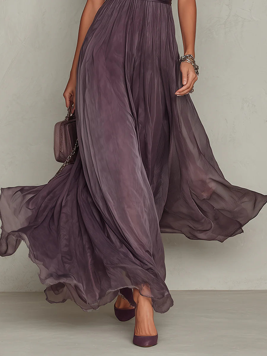Bralow | Babette Elegant Purple Chiffon Keyhole Maxi Dress