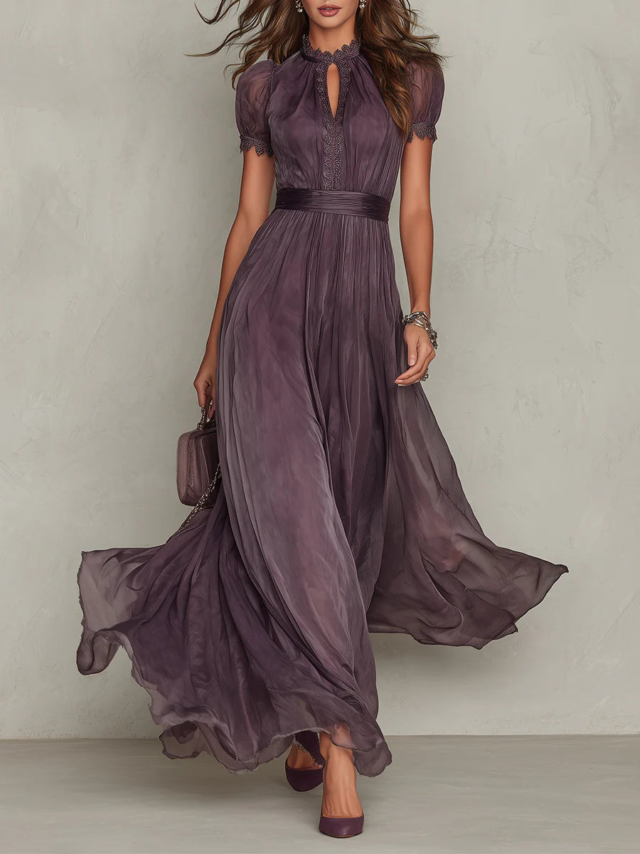 Bralow | Babette Elegant Purple Chiffon Keyhole Maxi Dress