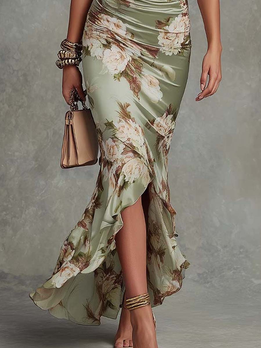Bralow | Anastasia Floral Satin Midi Dress