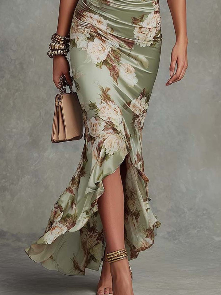 Bralow | Anastasia Floral Satin Midi Dress