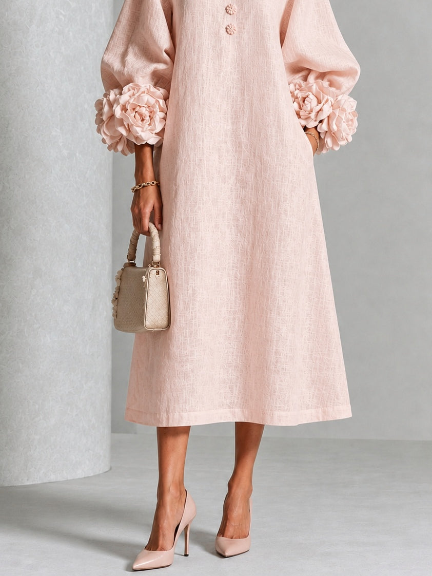 Bralow | Theodosia Rosette-Cuff Button Midi Dress
