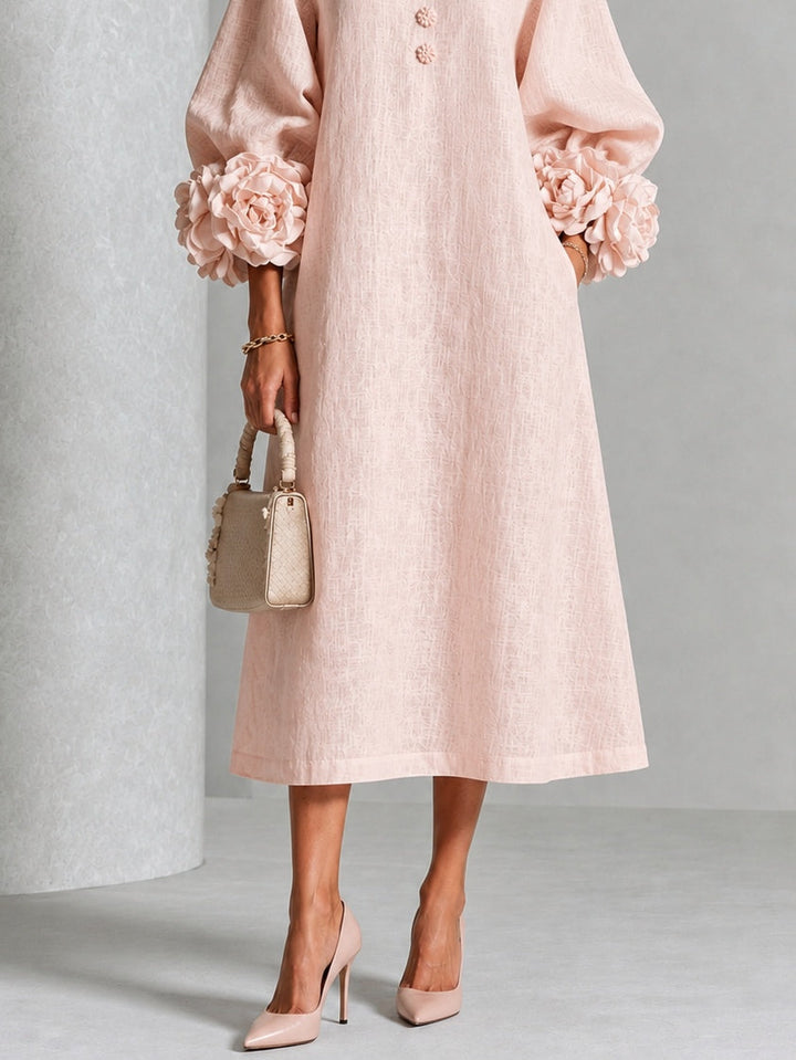 Bralow | Theodosia Rosette-Cuff Button Midi Dress