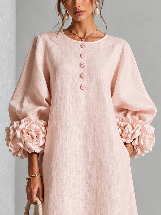 Bralow | Theodosia Rosette-Cuff Button Midi Dress