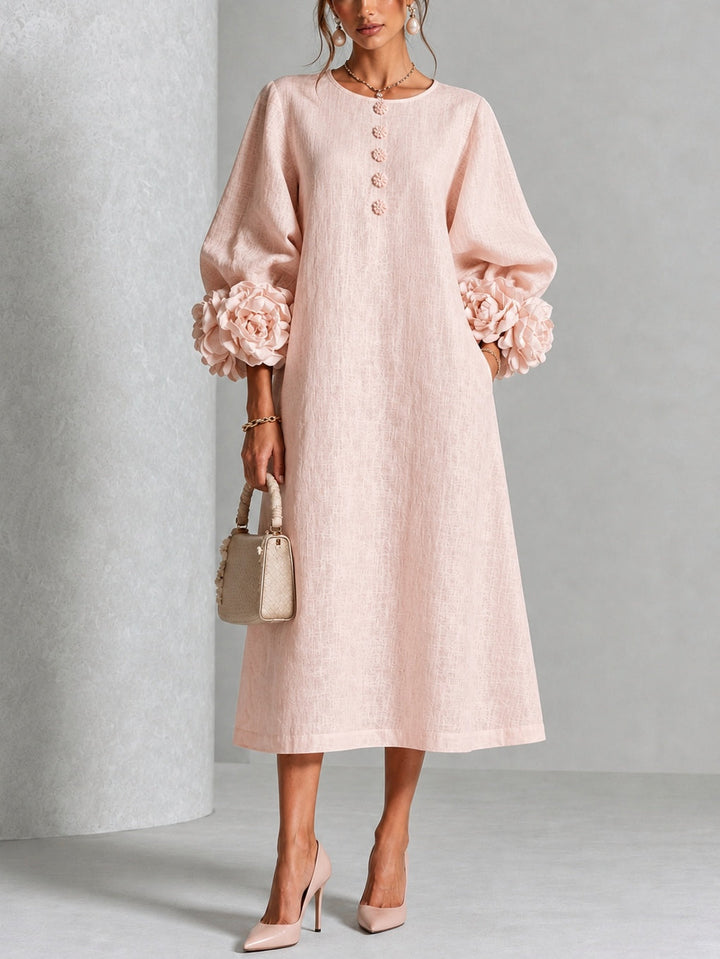 Bralow | Theodosia Rosette-Cuff Button Midi Dress