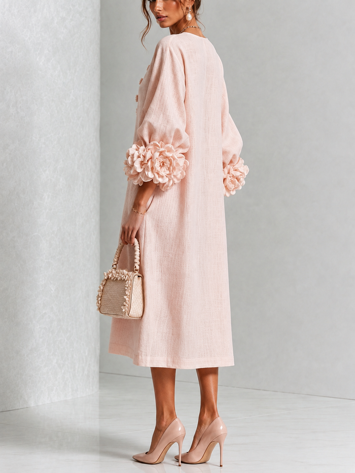 Bralow | Theodosia Rosette-Cuff Button Midi Dress
