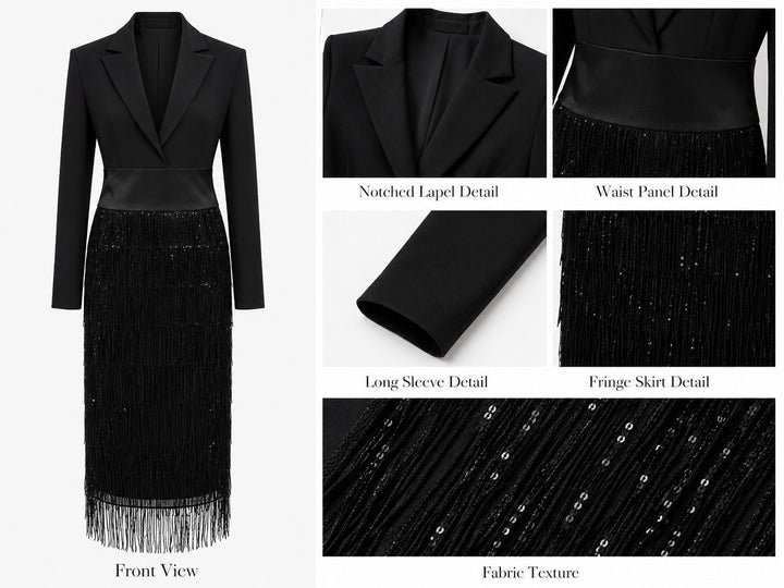 Loredana | Blazer Fringe Midi Dress