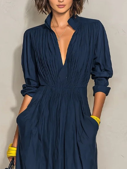 Paloma | Pleated V-Neck Maxi Dress